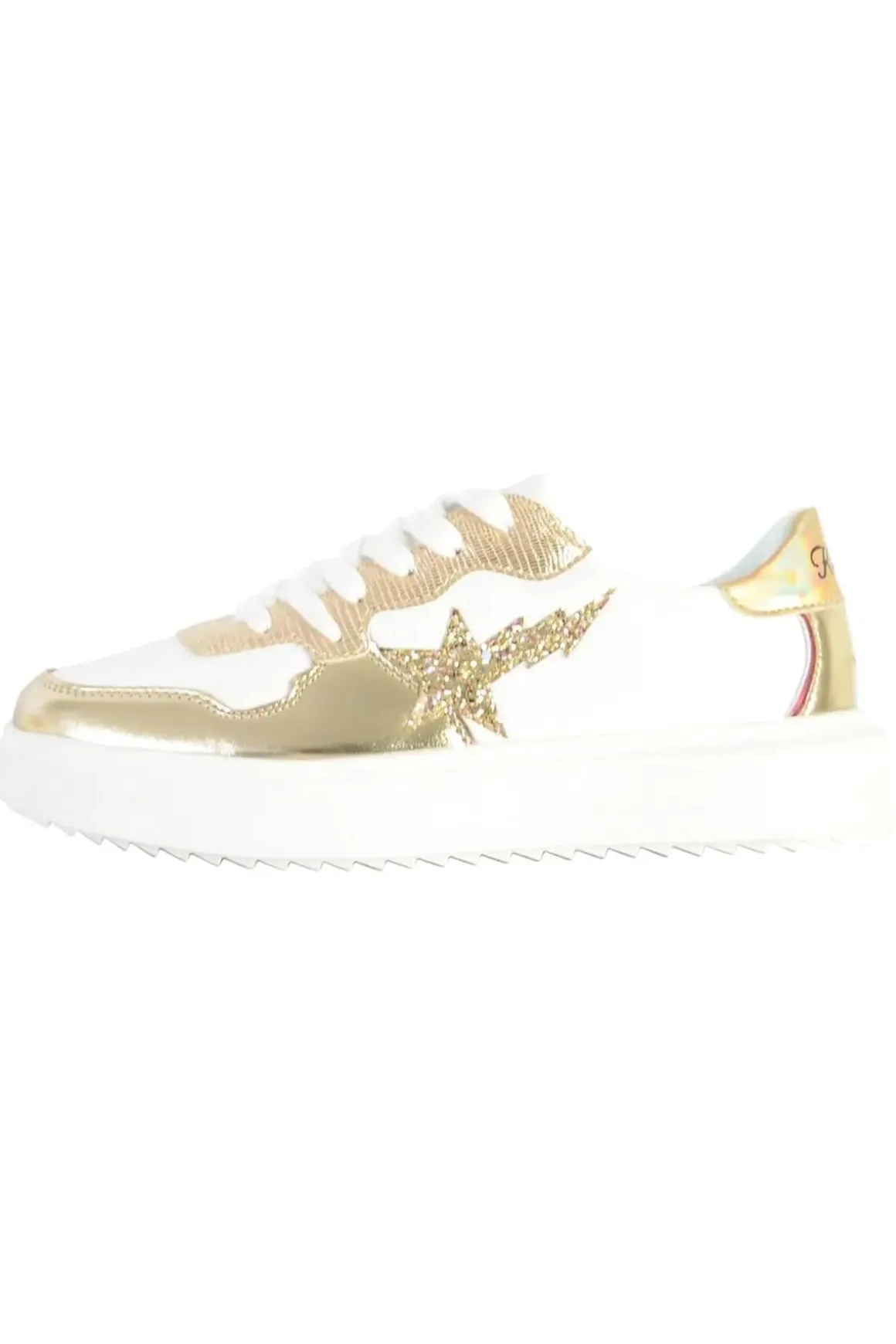 Baskets En Cuir Femme Kaporal Shoes Harlow Blanc Or