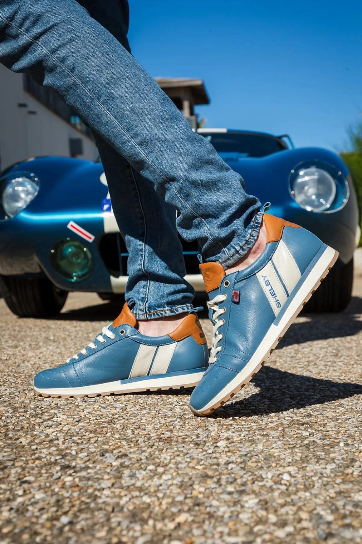 Baskets En Cuir Homme Carroll Shelby Gt Shelby Blue