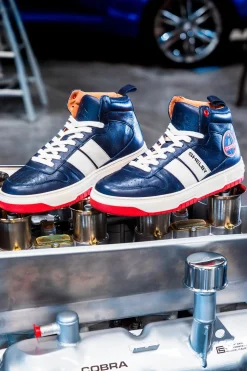 Baskets En Cuir Homme Carroll Shelby Cobra Shelby Bleu Marine