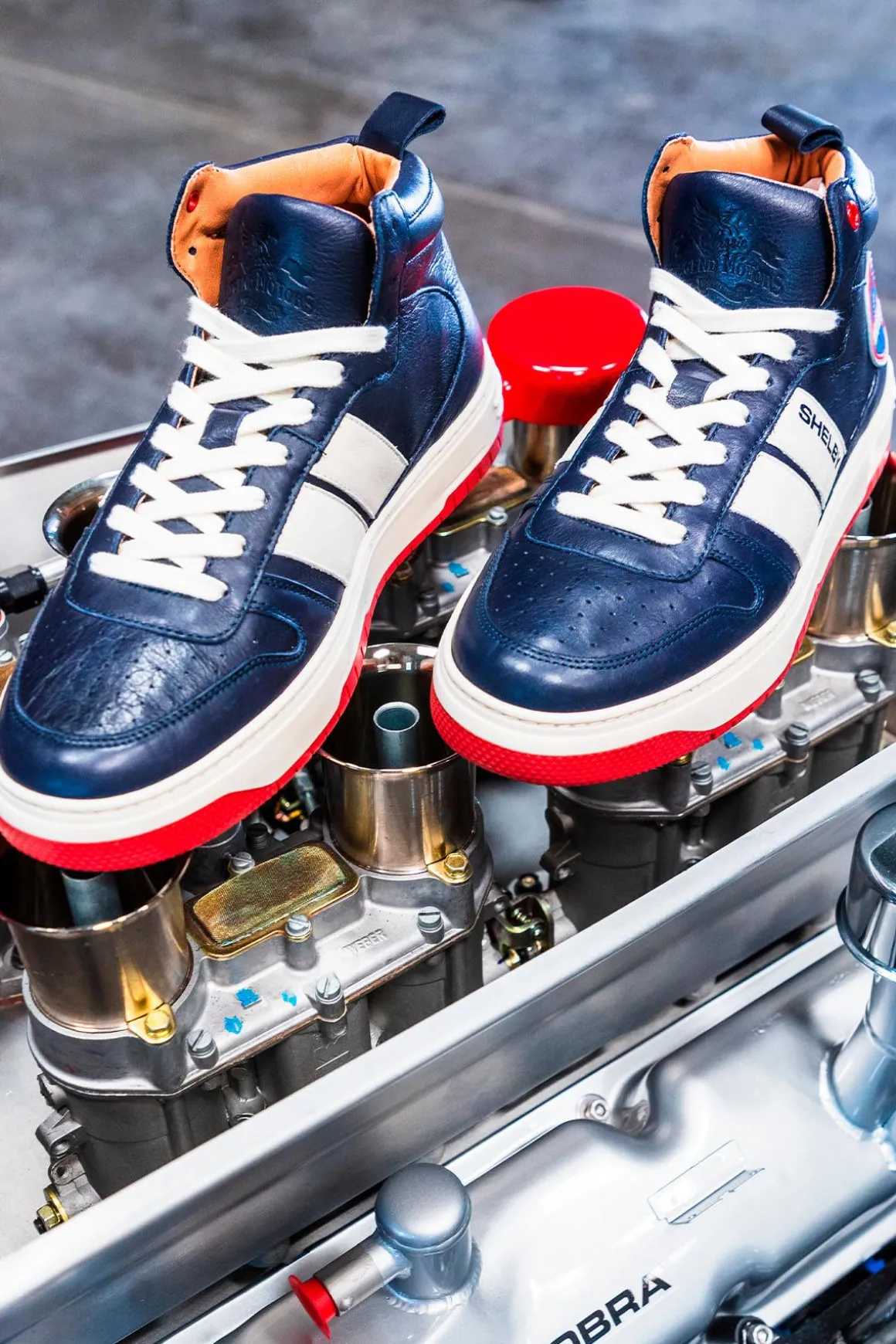 Baskets En Cuir Homme Carroll Shelby Cobra Shelby Bleu Marine