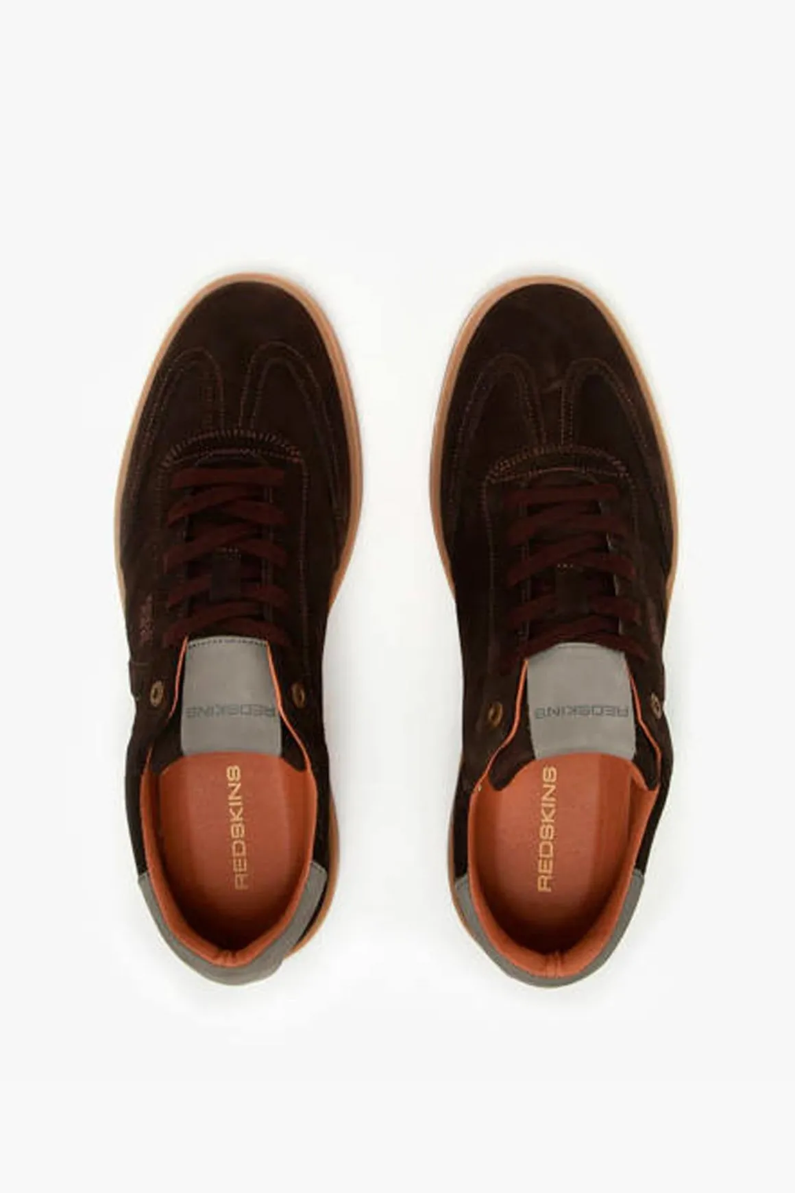 Baskets En Cuir Homme Redskins Quadra Chataigne Gris
