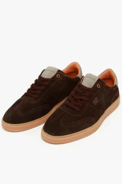 Baskets En Cuir Homme Redskins Quadra Chataigne Gris