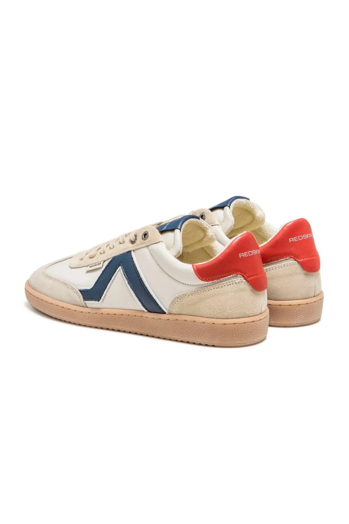 Baskets En Cuir Homme Redskins Eldorado Ecru Marine Rouge