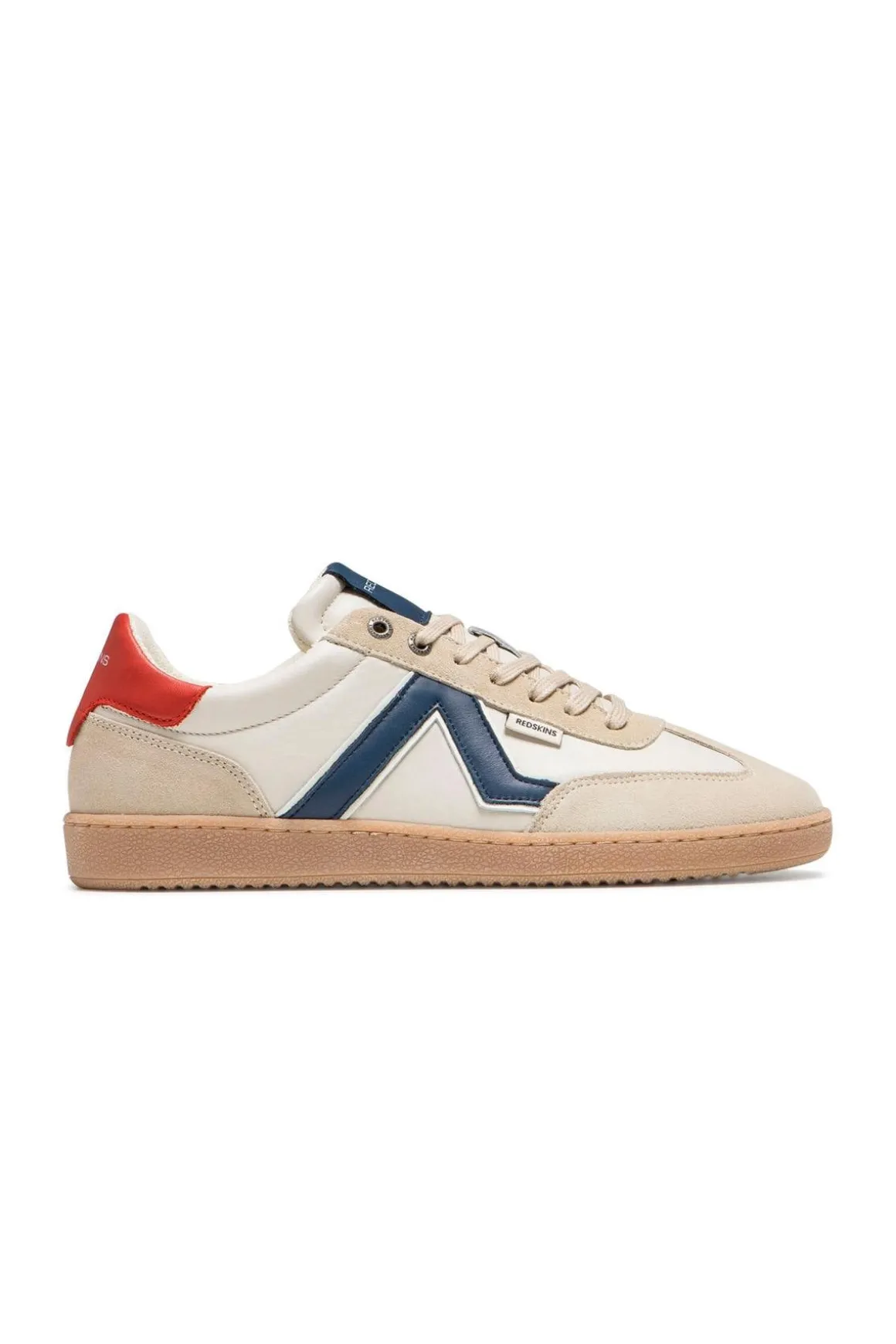 Baskets En Cuir Homme Redskins Eldorado Ecru Marine Rouge