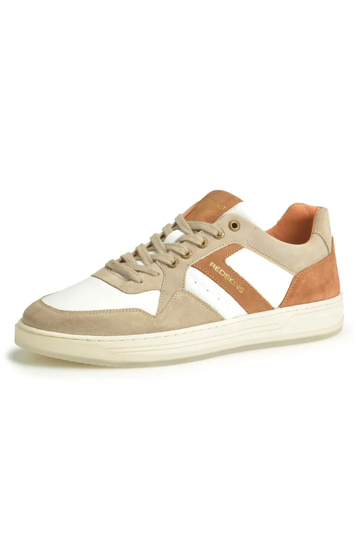 Baskets En Cuir Homme Redskins Zenican Beige Blanc
