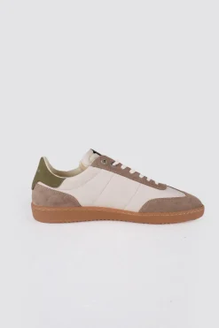 Baskets En Cuir Homme Redskins Eldorado Ecru Vert Orange