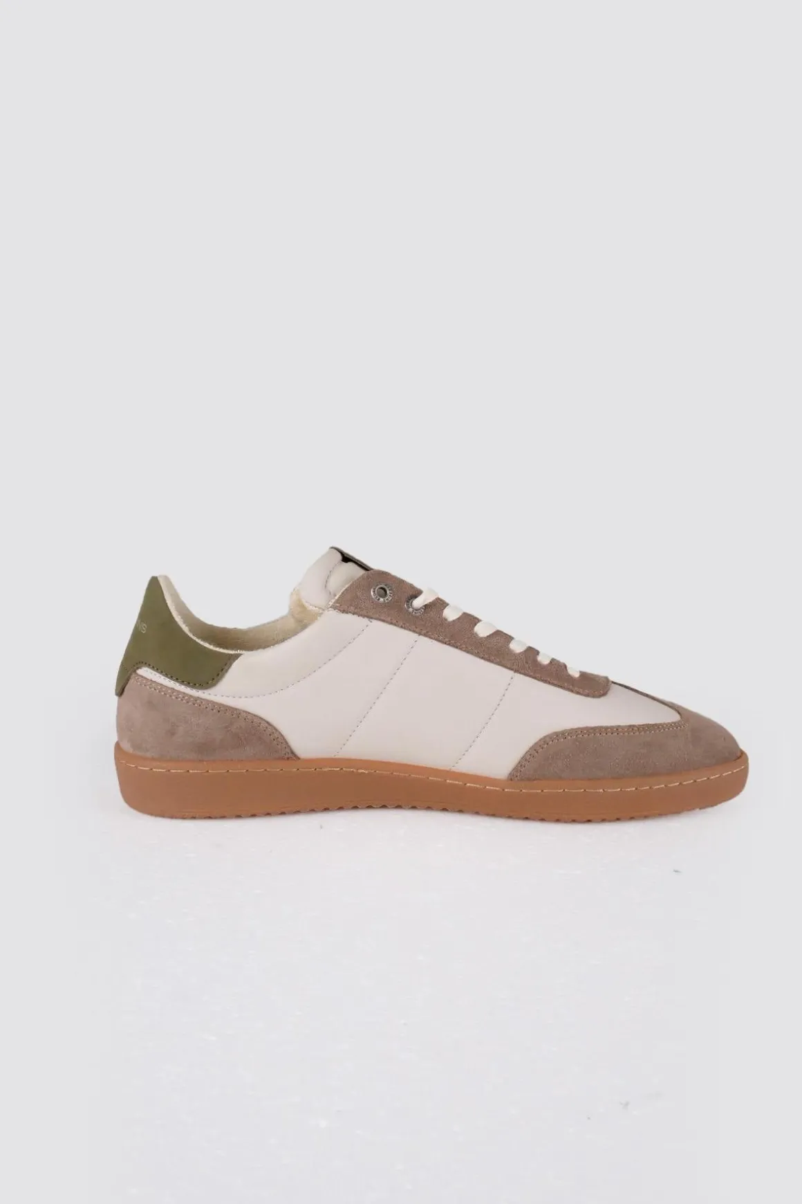 Baskets En Cuir Homme Redskins Eldorado Ecru Vert Orange