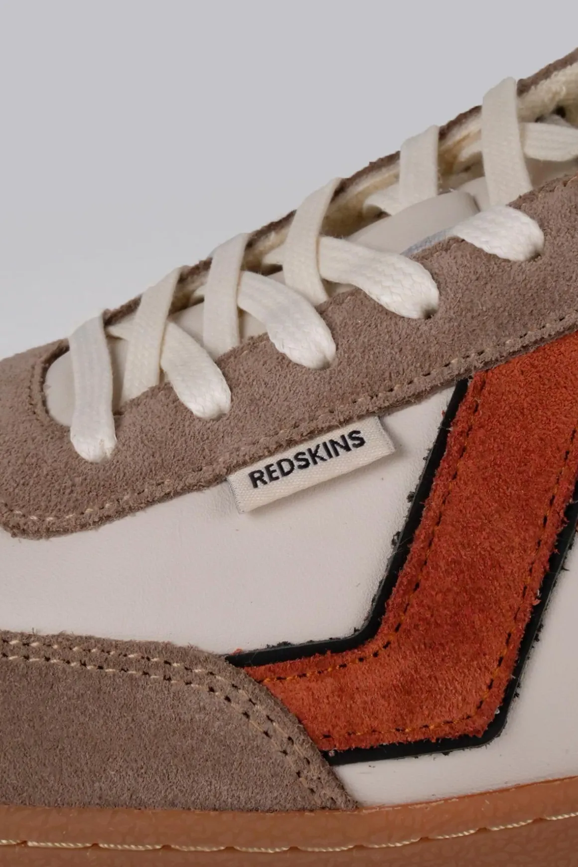 Baskets En Cuir Homme Redskins Eldorado Ecru Vert Orange