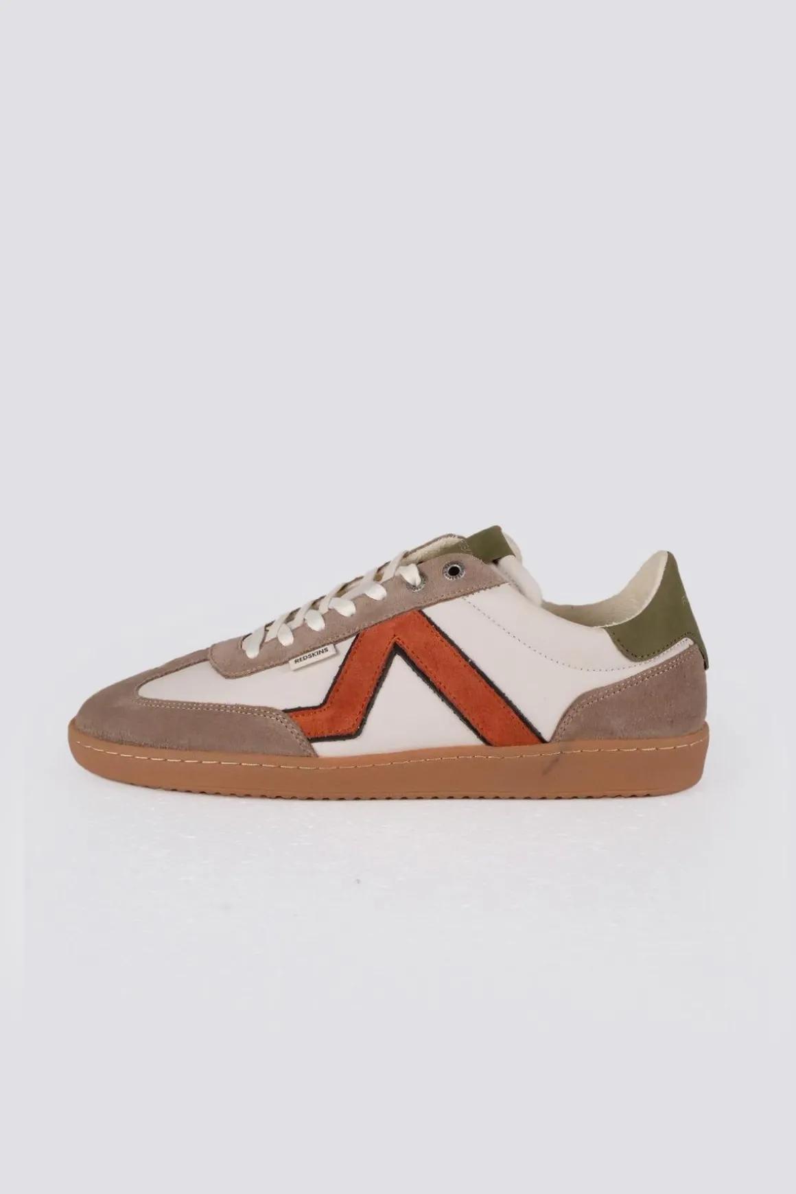 Baskets En Cuir Homme Redskins Eldorado Ecru Vert Orange