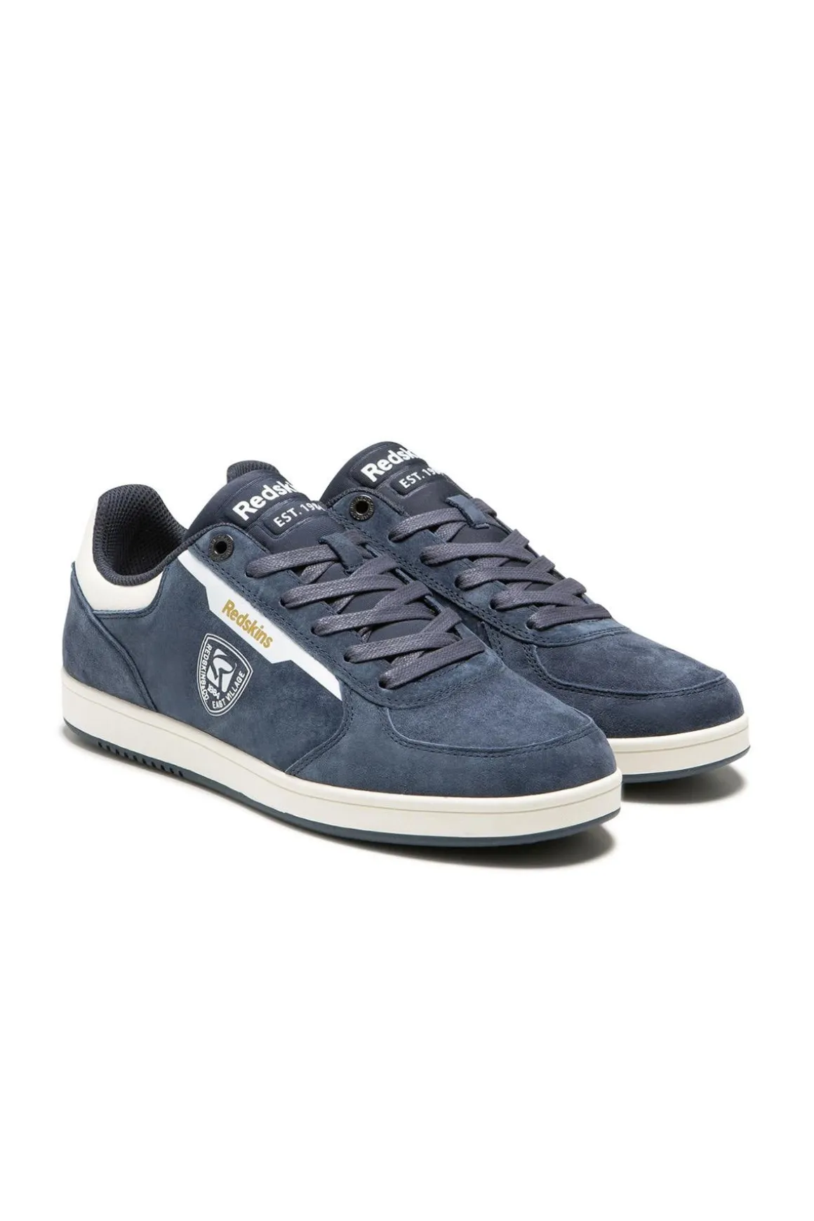 Baskets En Cuir Homme Redskins Detente Marine Blanc