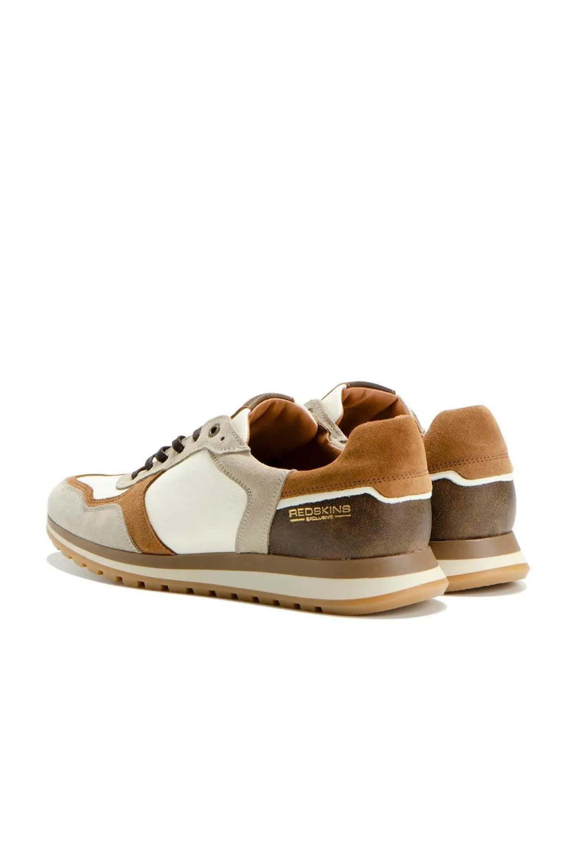 Baskets En Cuir Homme Redskins Marano Ecru Beige Cognac