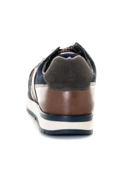 Baskets En Cuir Homme Redskins Affaire Marine + Gris + Marron