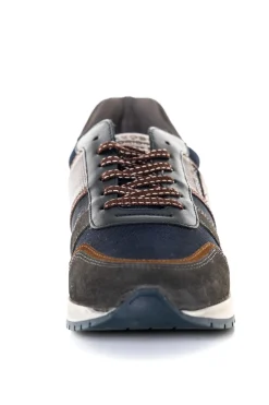 Baskets En Cuir Homme Redskins Affaire Marine + Gris + Marron
