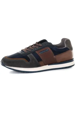 Baskets En Cuir Homme Redskins Affaire Marine + Gris + Marron