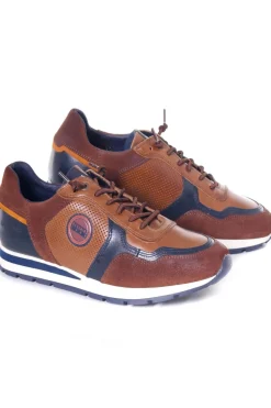 Baskets En Cuir Homme Redskins Stitch2 Cognac Marine