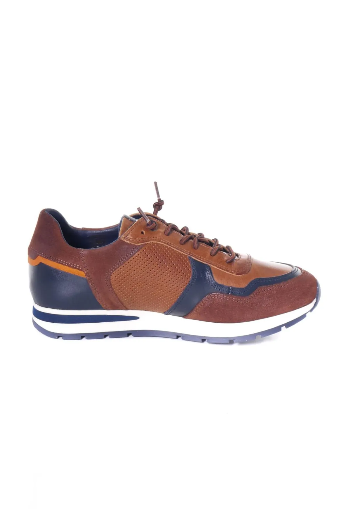 Baskets En Cuir Homme Redskins Stitch2 Cognac Marine