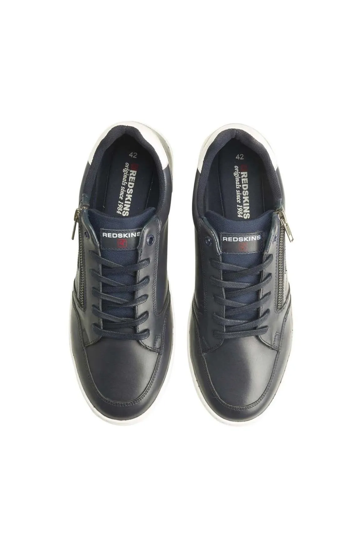 Baskets En Cuir Homme Redskins Missouri Marine Blanc