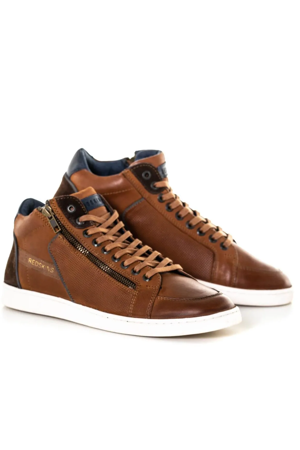 Baskets En Cuir Homme Redskins Dynamic Cognac+Marron