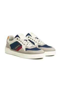 Baskets En Cuir Homme Redskins Lerma Gris Marine Ecru