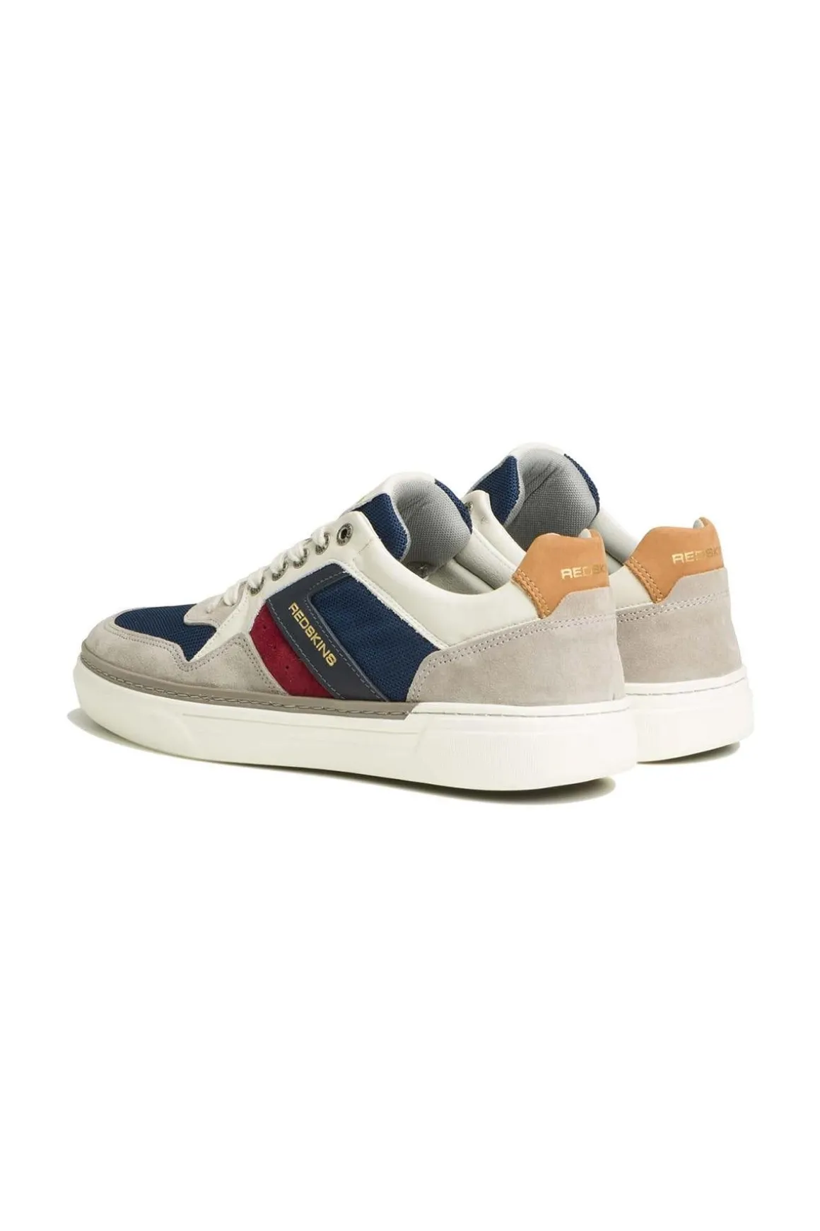 Baskets En Cuir Homme Redskins Lerma Gris Marine Ecru