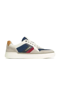 Baskets En Cuir Homme Redskins Lerma Gris Marine Ecru