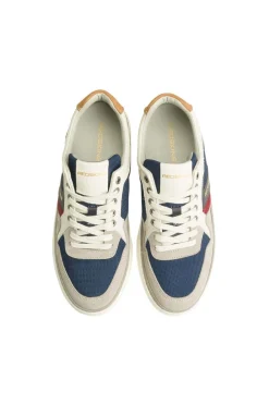 Baskets En Cuir Homme Redskins Lerma Gris Marine Ecru