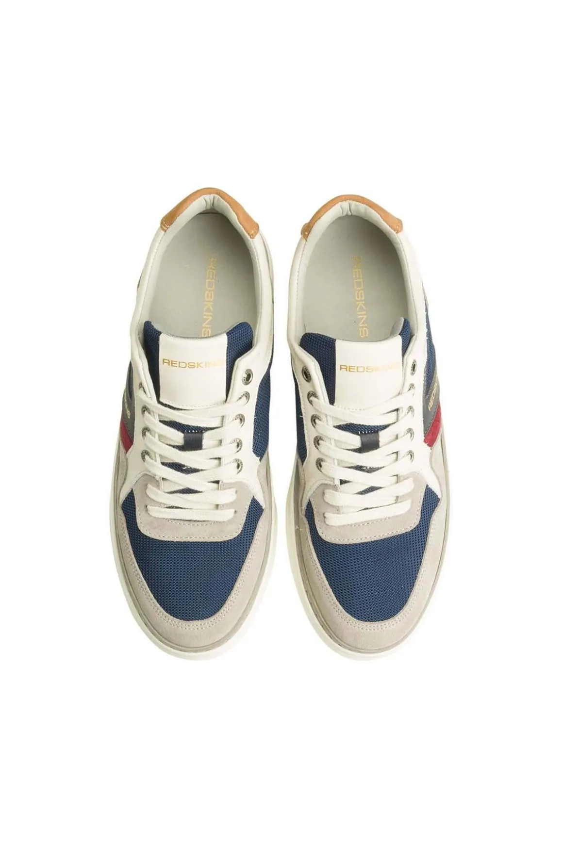 Baskets En Cuir Homme Redskins Lerma Gris Marine Ecru