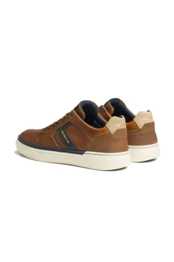 Baskets En Cuir Homme Redskins Lermi Cognac Marine Beige