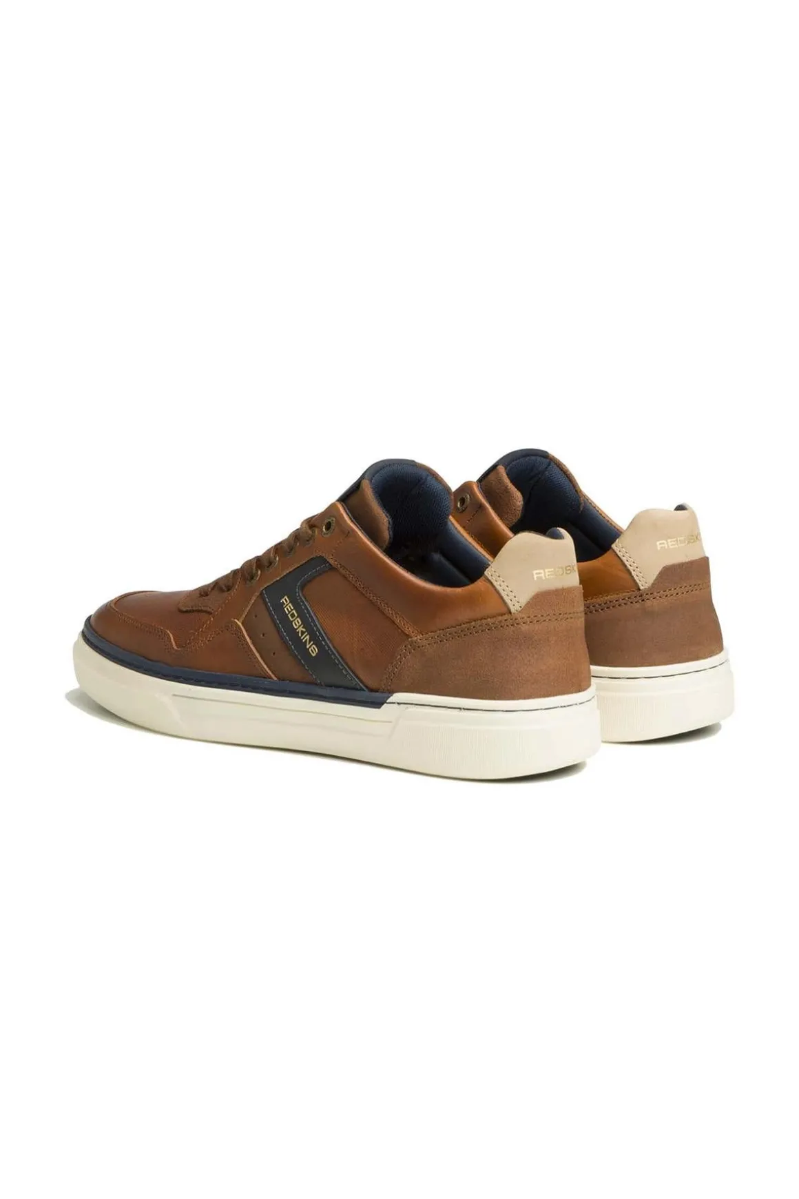 Baskets En Cuir Homme Redskins Lermi Cognac Marine Beige