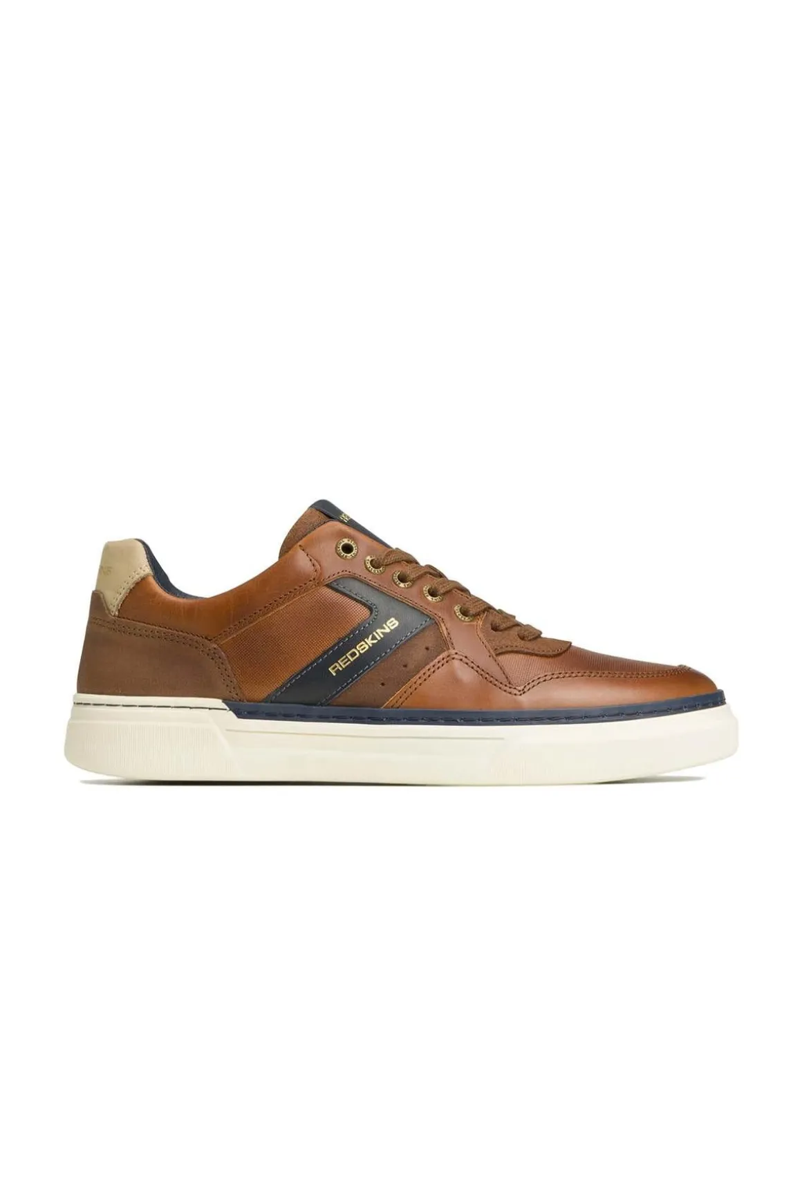 Baskets En Cuir Homme Redskins Lermi Cognac Marine Beige