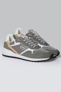 Baskets En Cuir Homme Redskins Oster Kaki Blanc Beige