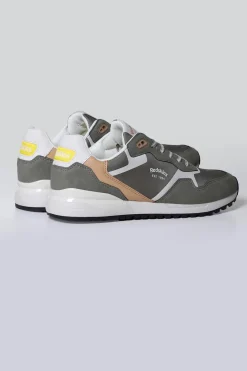 Baskets En Cuir Homme Redskins Oster Kaki Blanc Beige