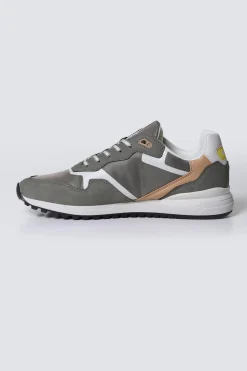 Baskets En Cuir Homme Redskins Oster Kaki Blanc Beige