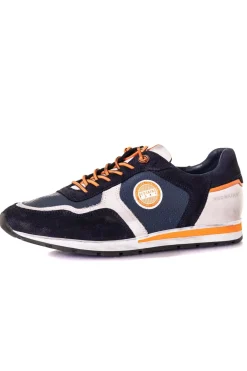 Baskets En Cuir Homme Redskins Stitch Marine+Blanc+Orange