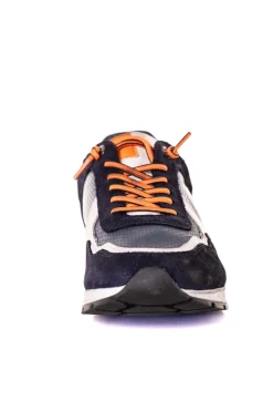 Baskets En Cuir Homme Redskins Stitch Marine+Blanc+Orange
