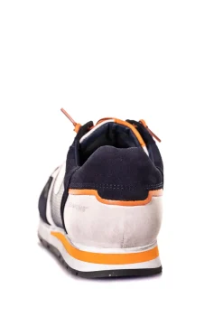 Baskets En Cuir Homme Redskins Stitch Marine+Blanc+Orange
