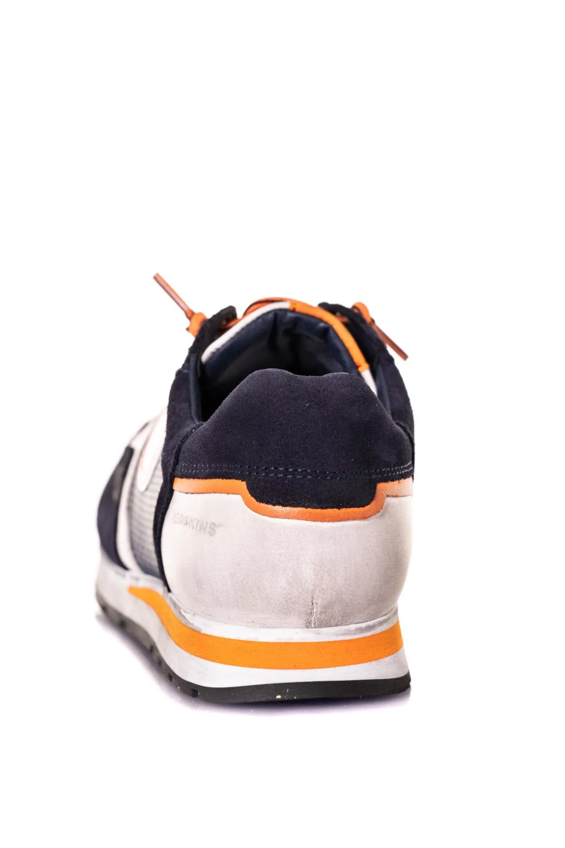 Baskets En Cuir Homme Redskins Stitch Marine+Blanc+Orange