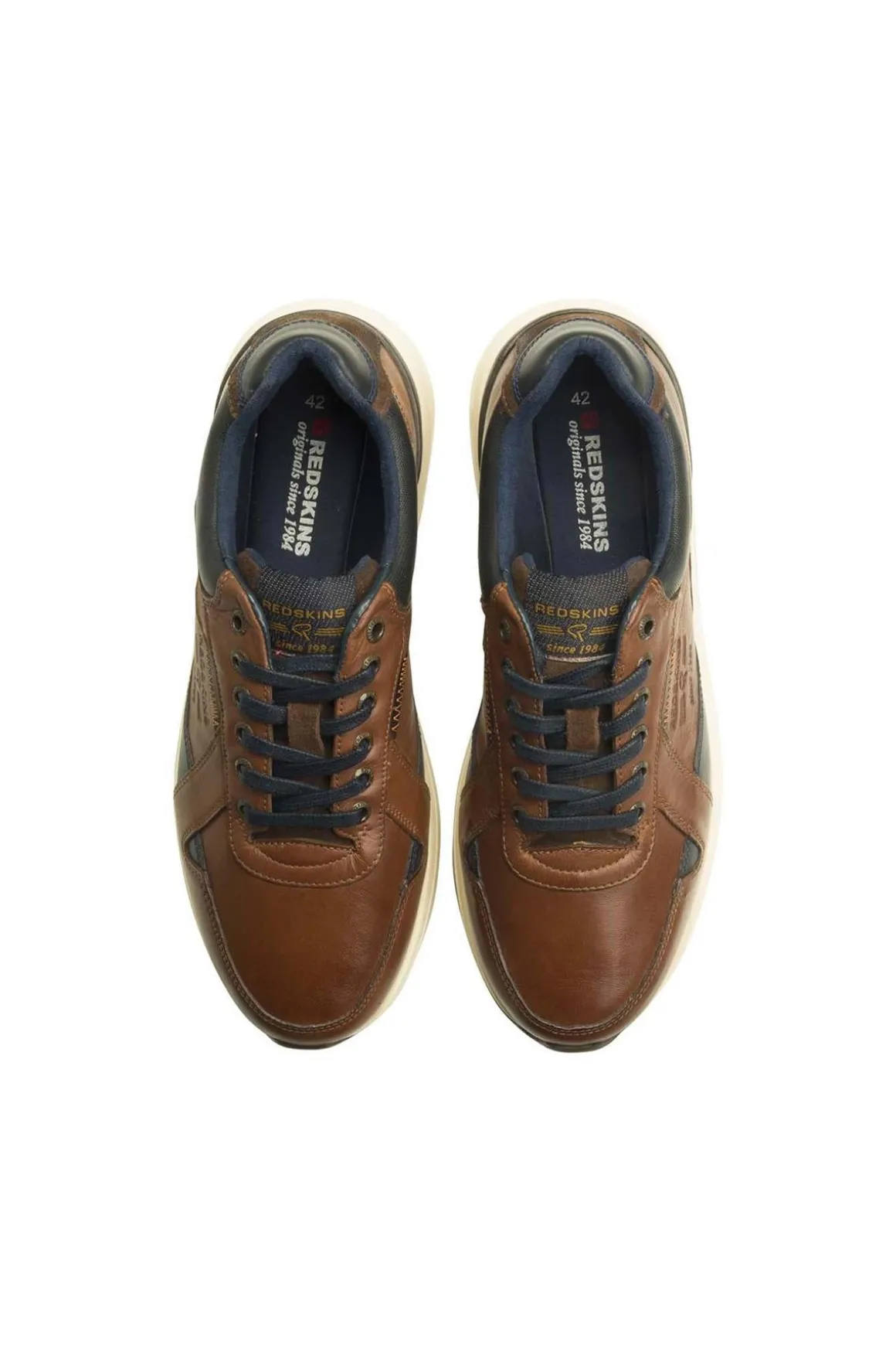 Baskets En Cuir Homme Redskins Cavado Brandy Marine