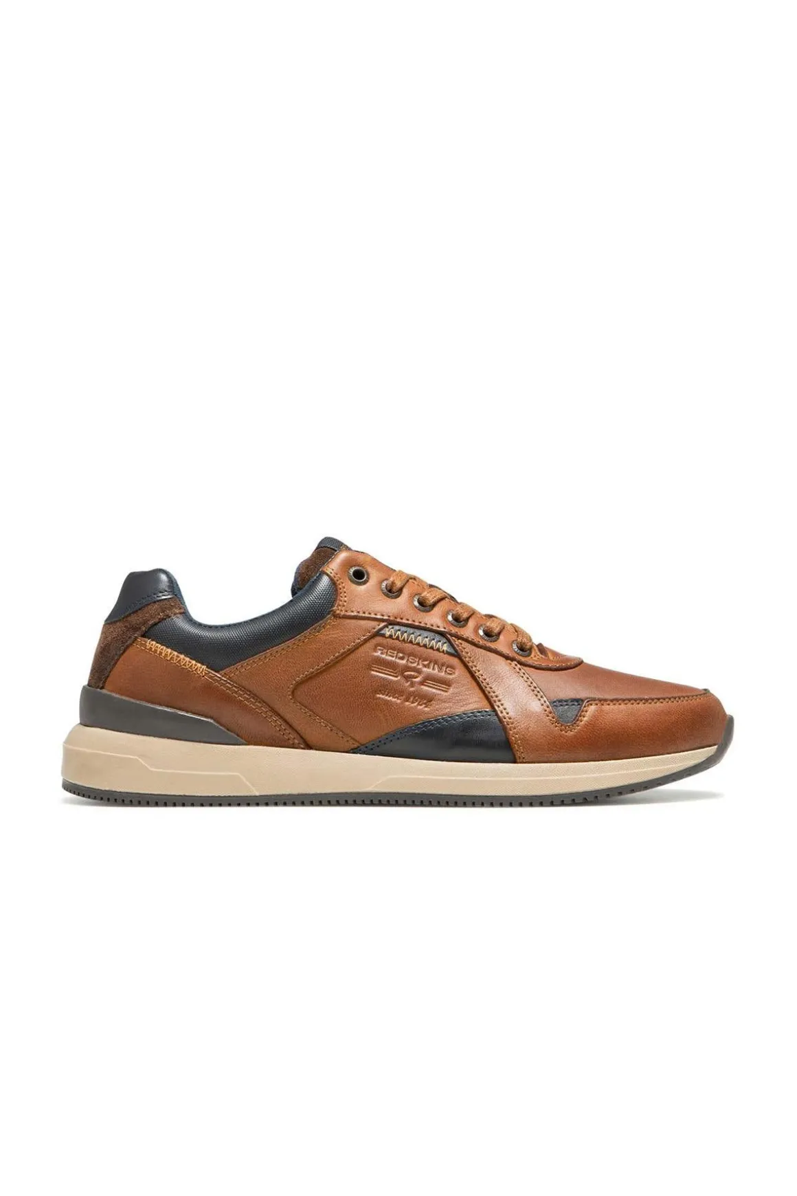 Baskets En Cuir Homme Redskins Cavado Cognac Marine