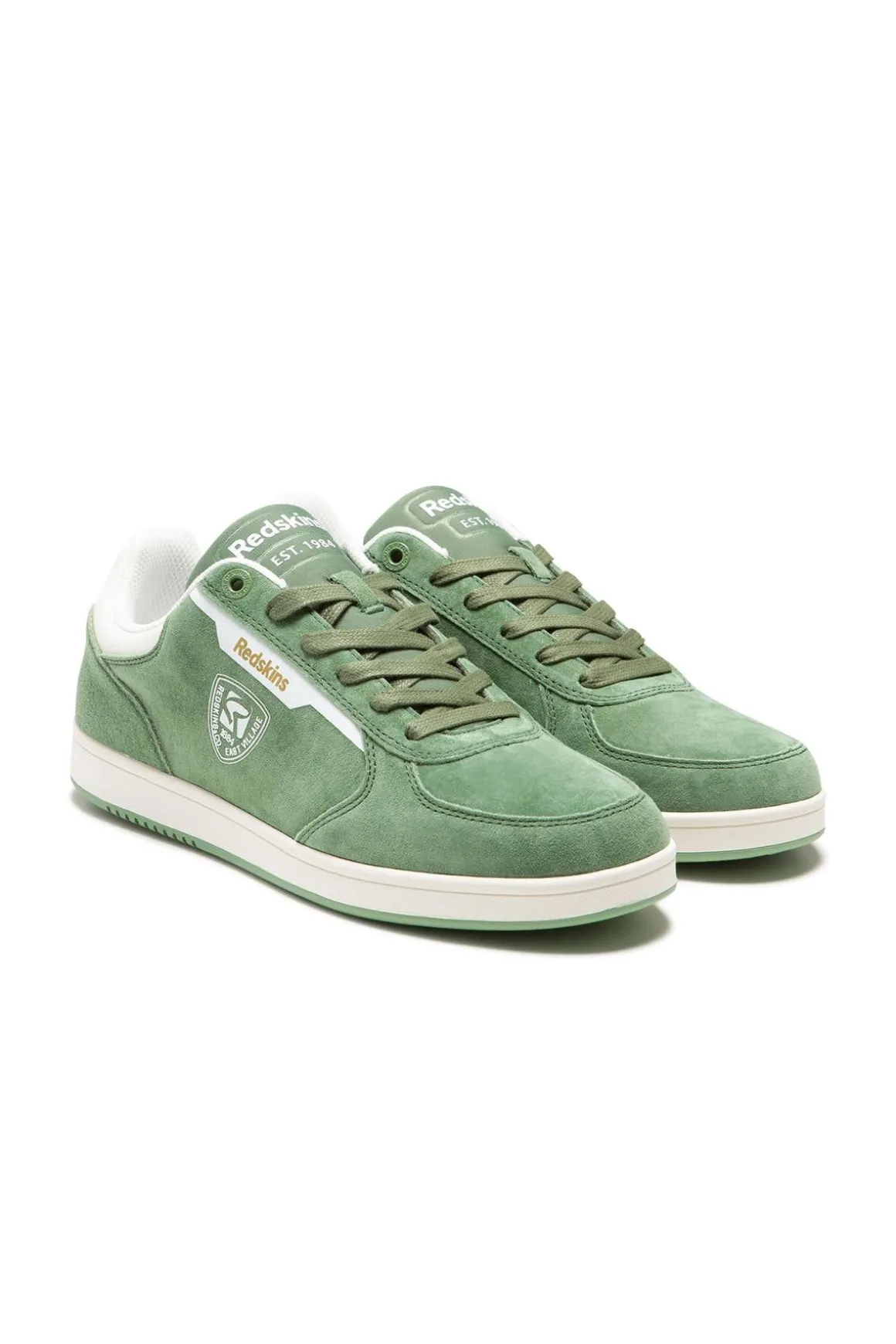 Baskets En Cuir Homme Redskins Detente Vert Blanc