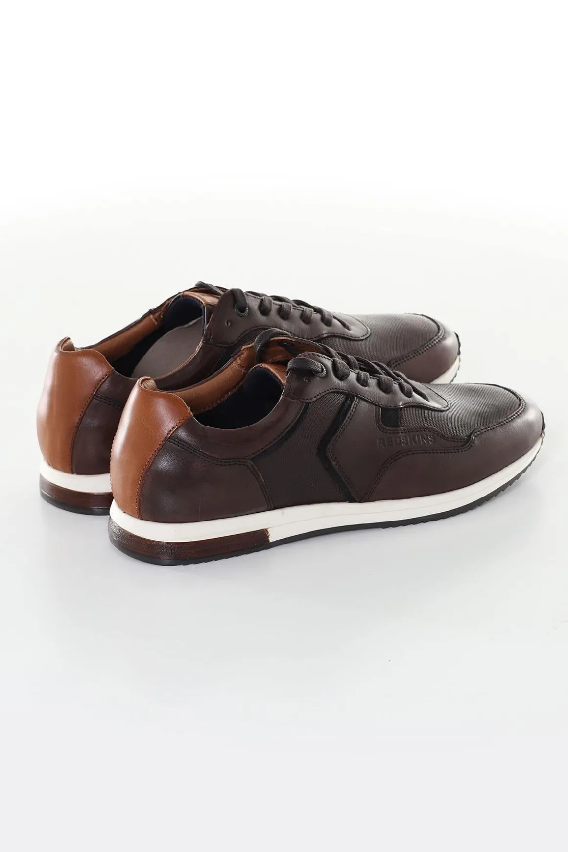 Baskets En Cuir Homme Redskins Garros Marron Marine