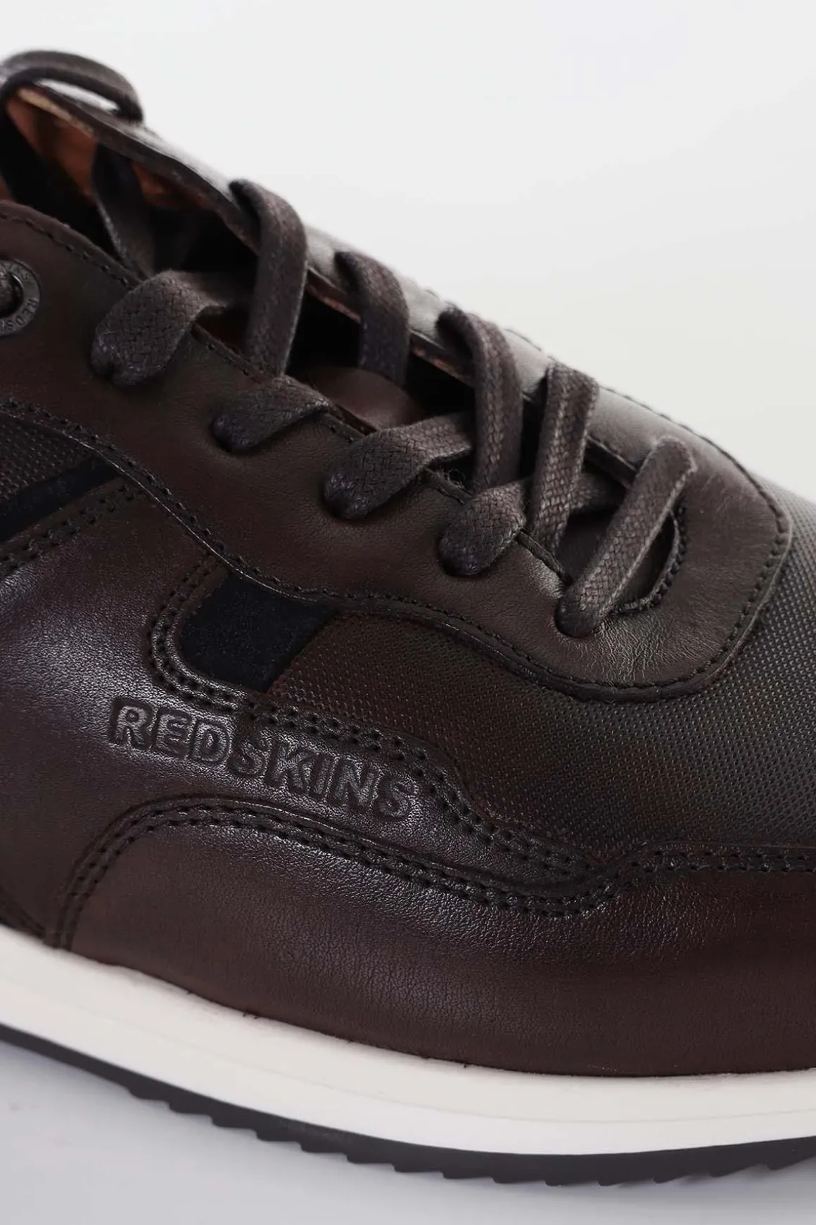 Baskets En Cuir Homme Redskins Garros Marron Marine