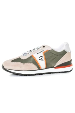 Baskets En Cuir Homme Redskins Pacific Beige Kaki Orange