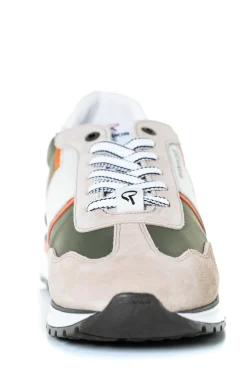Baskets En Cuir Homme Redskins Pacific Beige Kaki Orange