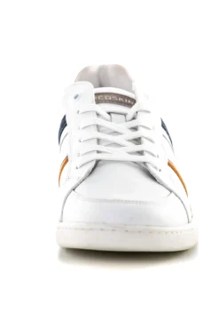 Baskets En Cuir Homme Redskins Falko Blanc Marine Orange