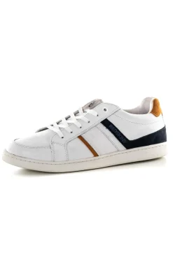 Baskets En Cuir Homme Redskins Falko Blanc Marine Orange