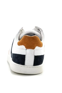 Baskets En Cuir Homme Redskins Falko Blanc Marine Orange
