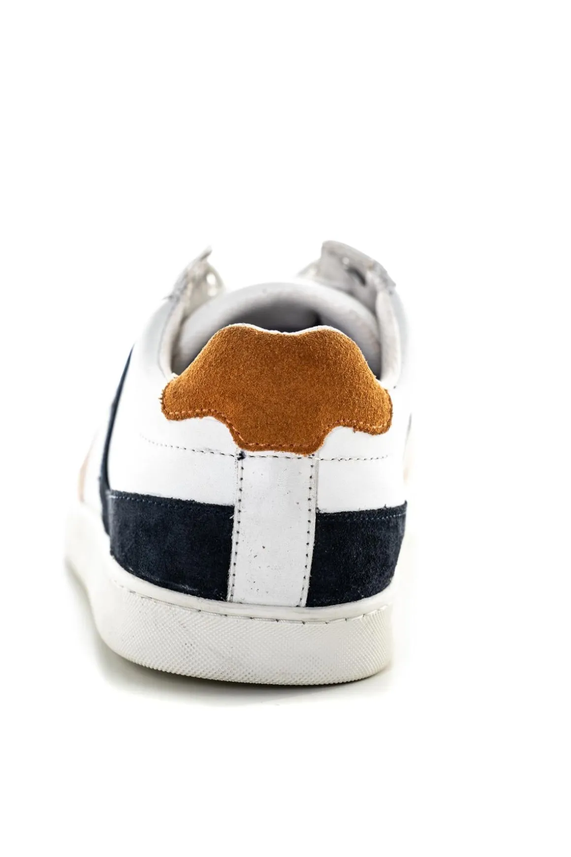 Baskets En Cuir Homme Redskins Falko Blanc Marine Orange