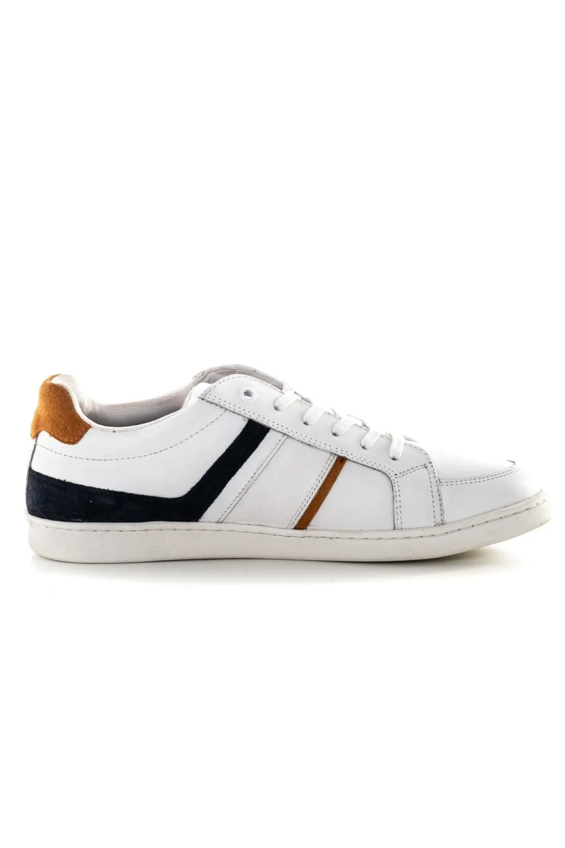 Baskets En Cuir Homme Redskins Falko Blanc Marine Orange