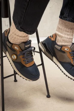 Baskets En Toile Homme Redskins Oyat3 Marine Kaki Camel